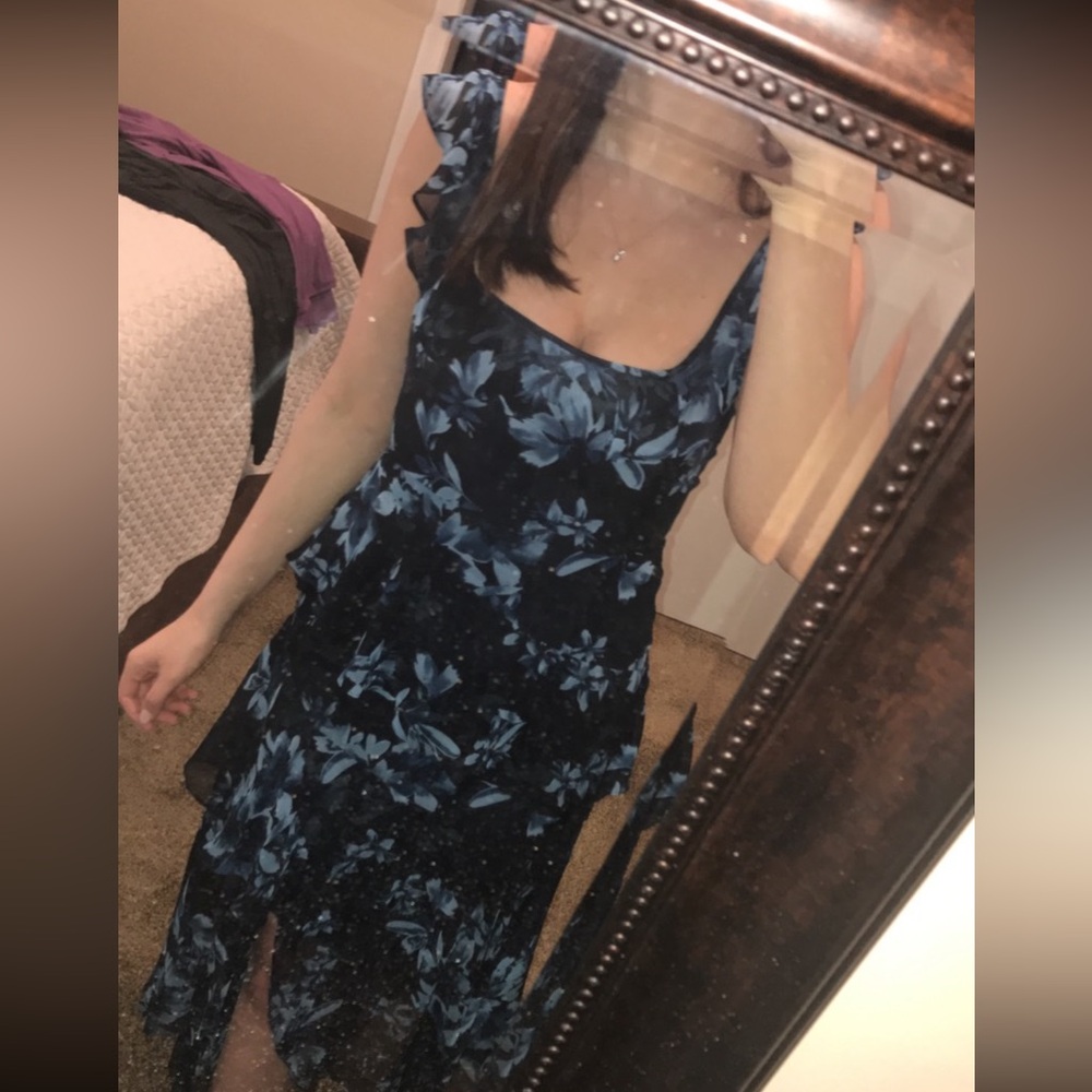 BCBG Tiered Floral Midi Dress
